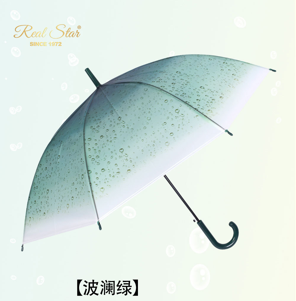新款透明磨砂雨伞雨点图案外贸款自动开长柄塑料伞现货详情15