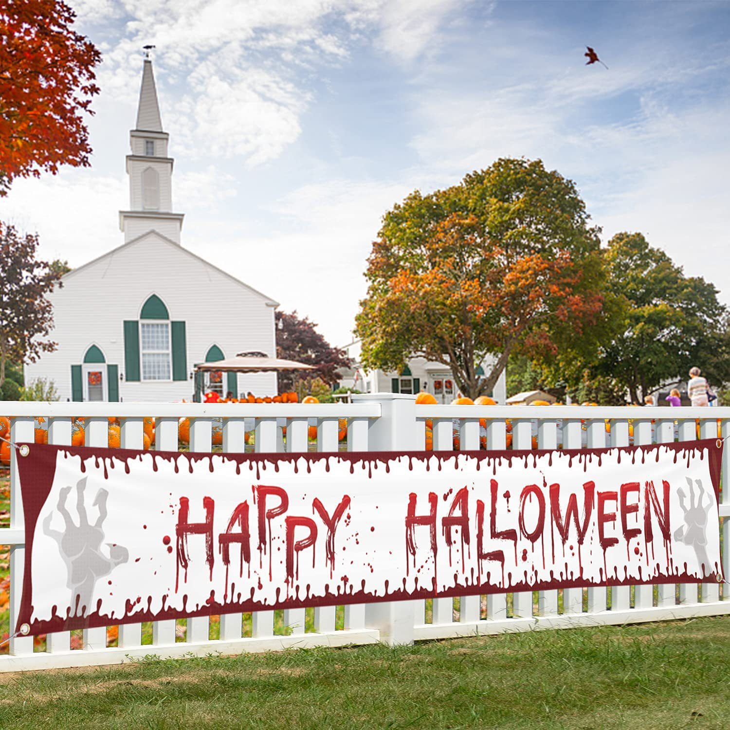 Customized cross-border Halloween couplet banner, festival decoration, polyester printed Halloween background cloth set, and hanging flag pic 14