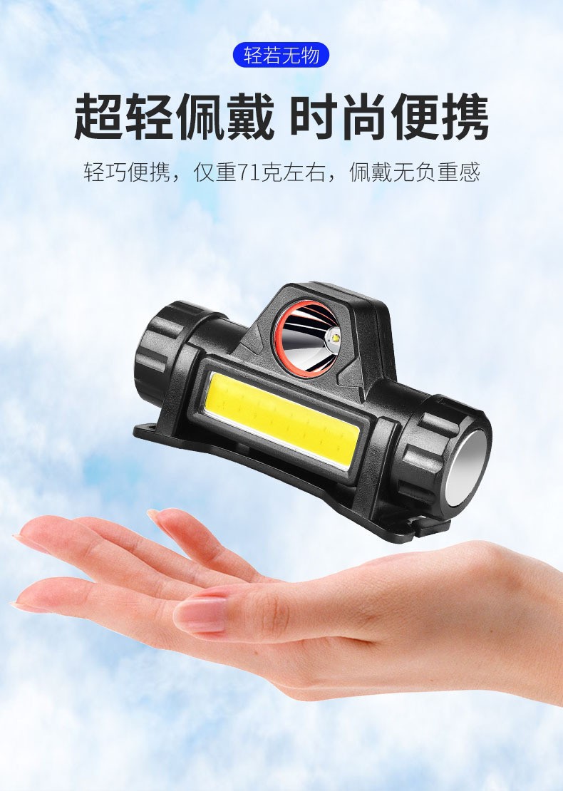 Faros multipropósito luz brillante LEDUSB linterna recargable imán COB luz de trabajo trekking pesca headset ultra brillante pic 2