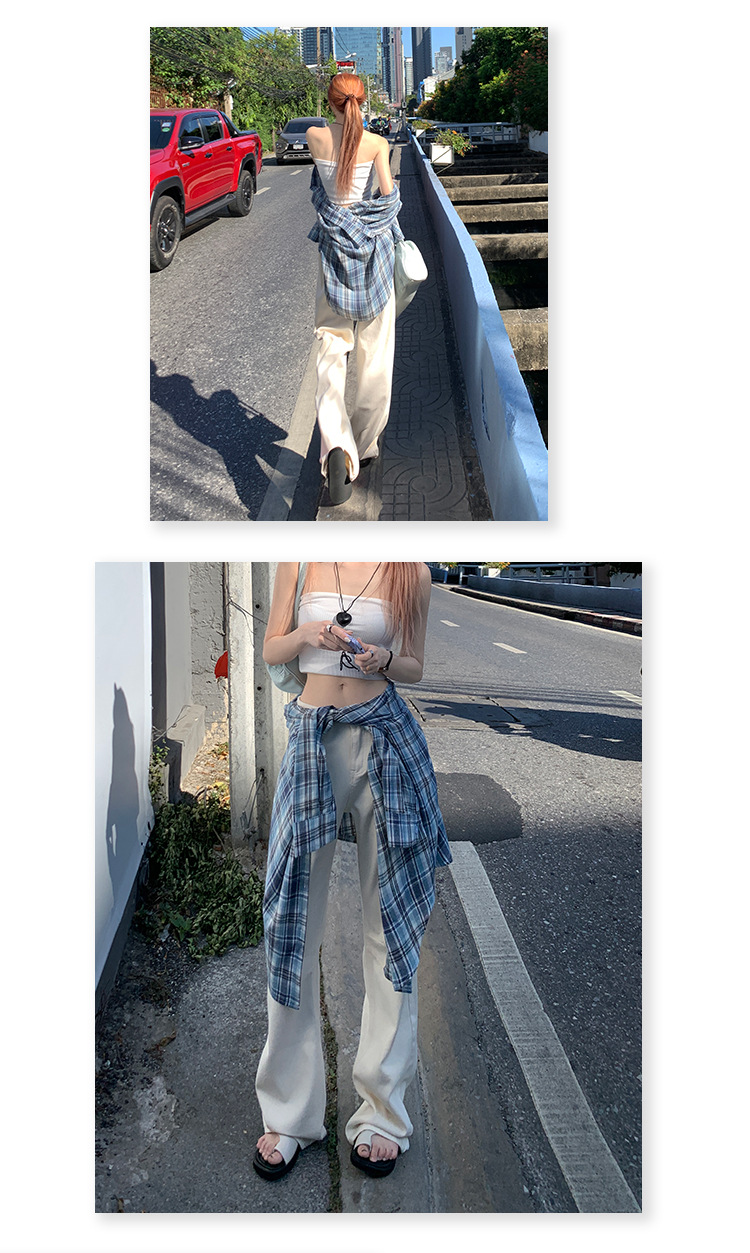 稚橘#刺绣标四色阔腿牛仔裤女高腰宽松显瘦个性时尚百搭拖地长裤详情8