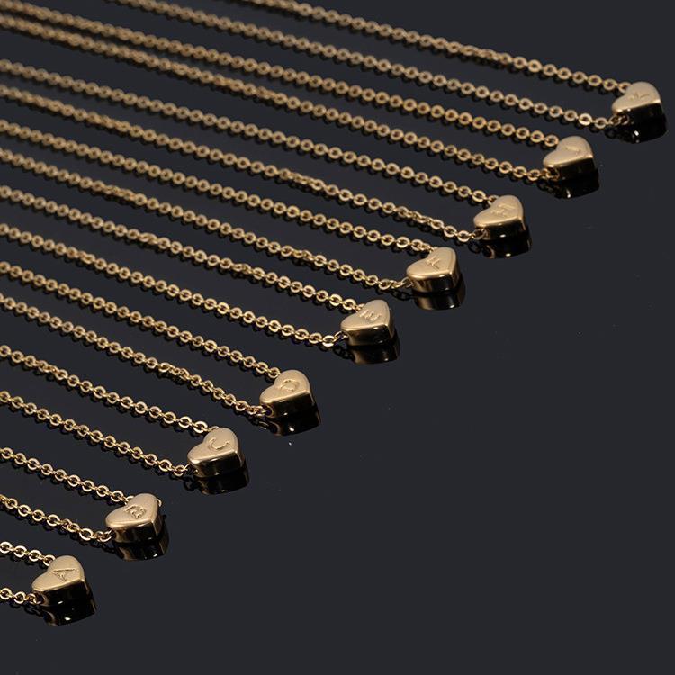 18K金不锈钢26个英文字母桃心形吊坠项链欧美新款项链男女通用详情22