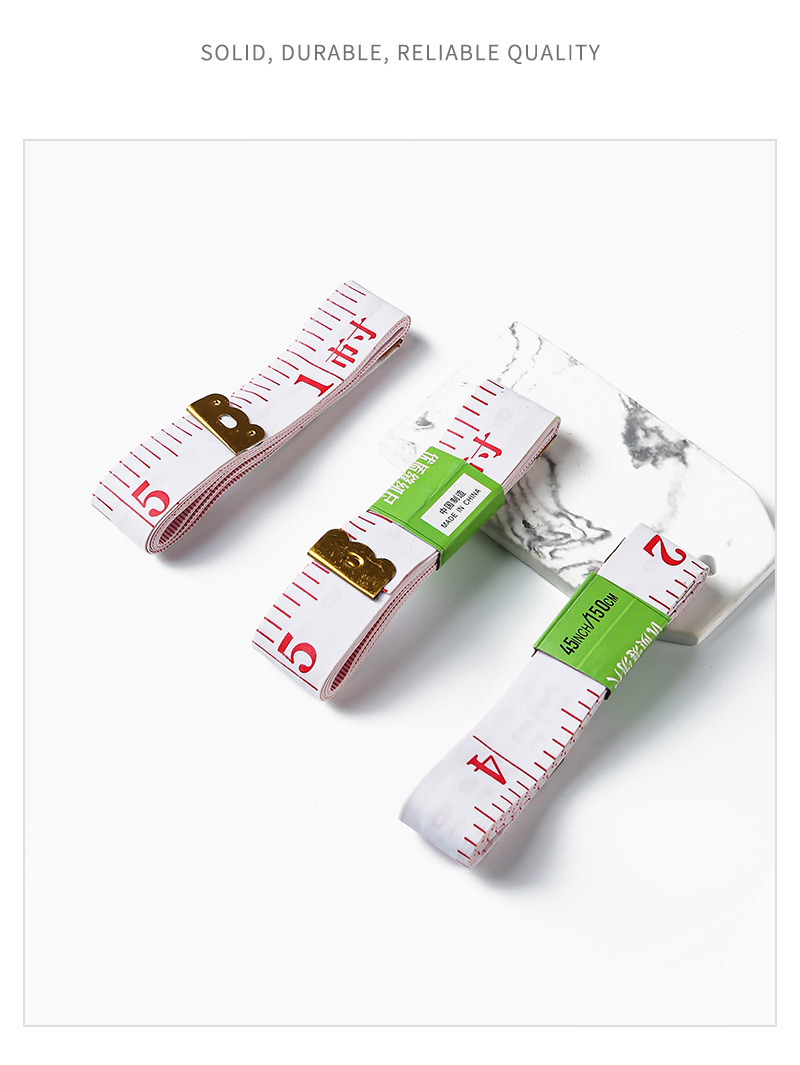 白底红字1.5米塑料皮尺 便携式腰围尺市寸量衣胸围尺裁缝软尺批发详情14
