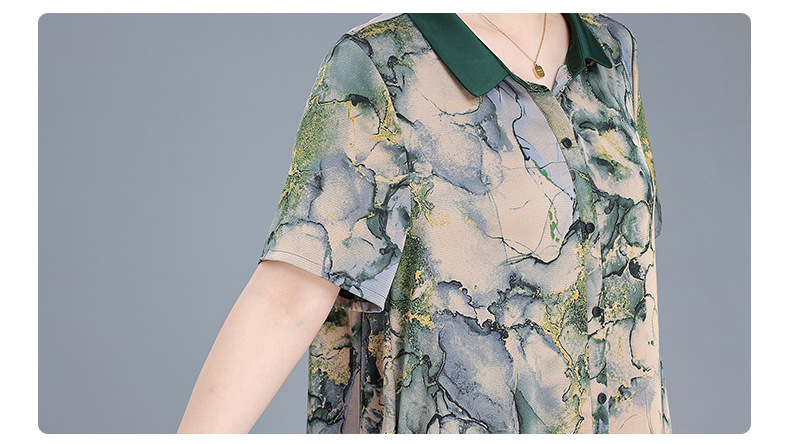 中年妈妈夏装连衣裙2024夏季新款中老年女装宽松遮肚时尚减龄裙子详情15