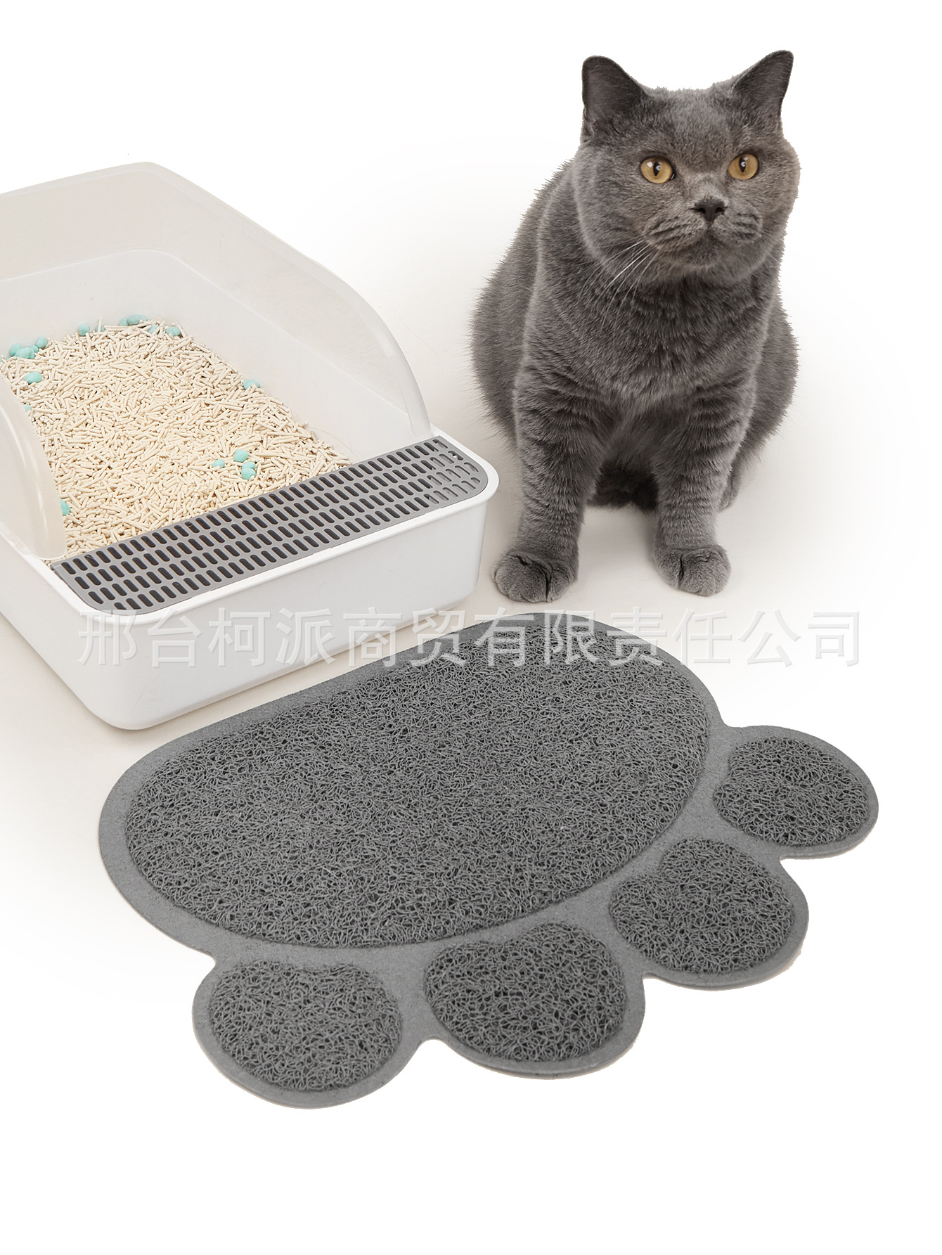 宠物用品供应 PVC猫砂垫 可爱猫头图案塑料地垫 宠物脚垫 猫厕所垫 清洁方便地垫详情6