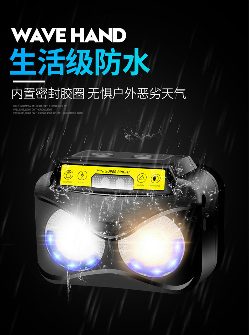 跨境多功能感应头灯强光轻型警示灯户外工作骑行夜跑钓鱼小头灯详情20