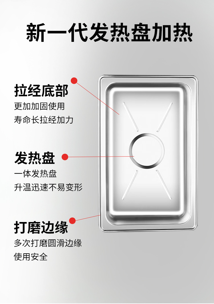 Electric heating buffet stove, flip cover stainless steel buffet stove, hotel tableware, square breakfast stove, insulated pot, commercial pic 4