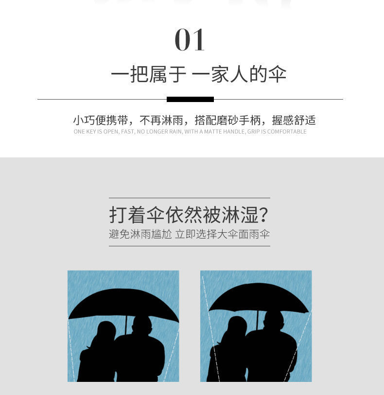 天堂伞雨伞大号加大结实十骨加固黑胶抗风防雨晴雨两用男女印LOGO详情7