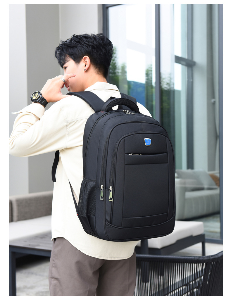 黑色双肩包户外男女通用幼儿园书包电脑背包主体18寸详情19