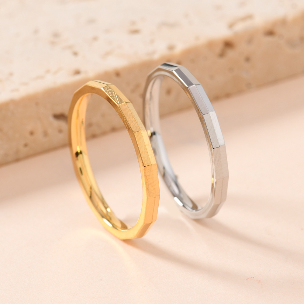 韩版新款不锈钢饰品 简约极细精美2mm磨面戒指小众设计情侣对戒详情4