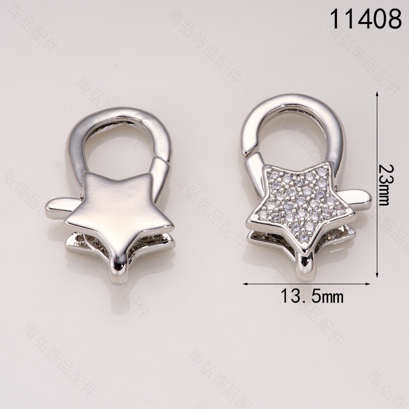 Pearl necklace clasp rose shell blade pin clasp connection end clasp sweater chain diy jewelry accessory pearl necklace clasp head full inlay zircon heavy industry lobster clasp spring clasp handmade end clasp sweater chain pic 10