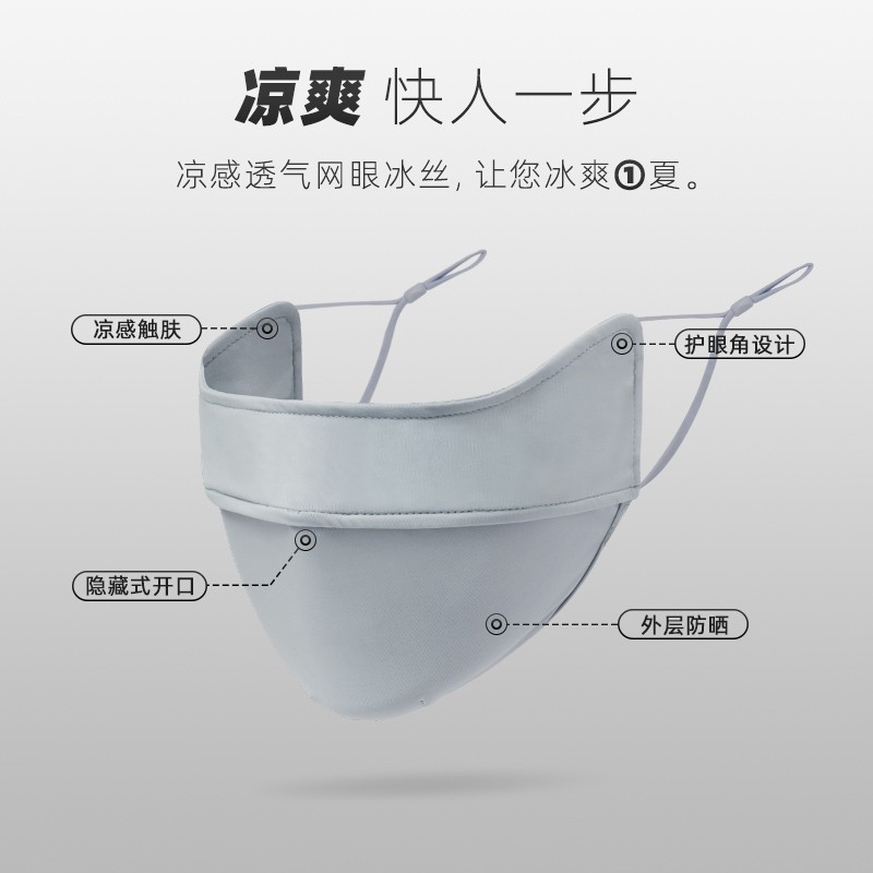 原纱冰丝防晒口罩女夏季锦纶防紫外线腮红渐变透气护眼角面罩 防晒面纱冰丝面罩清凉透气详情7