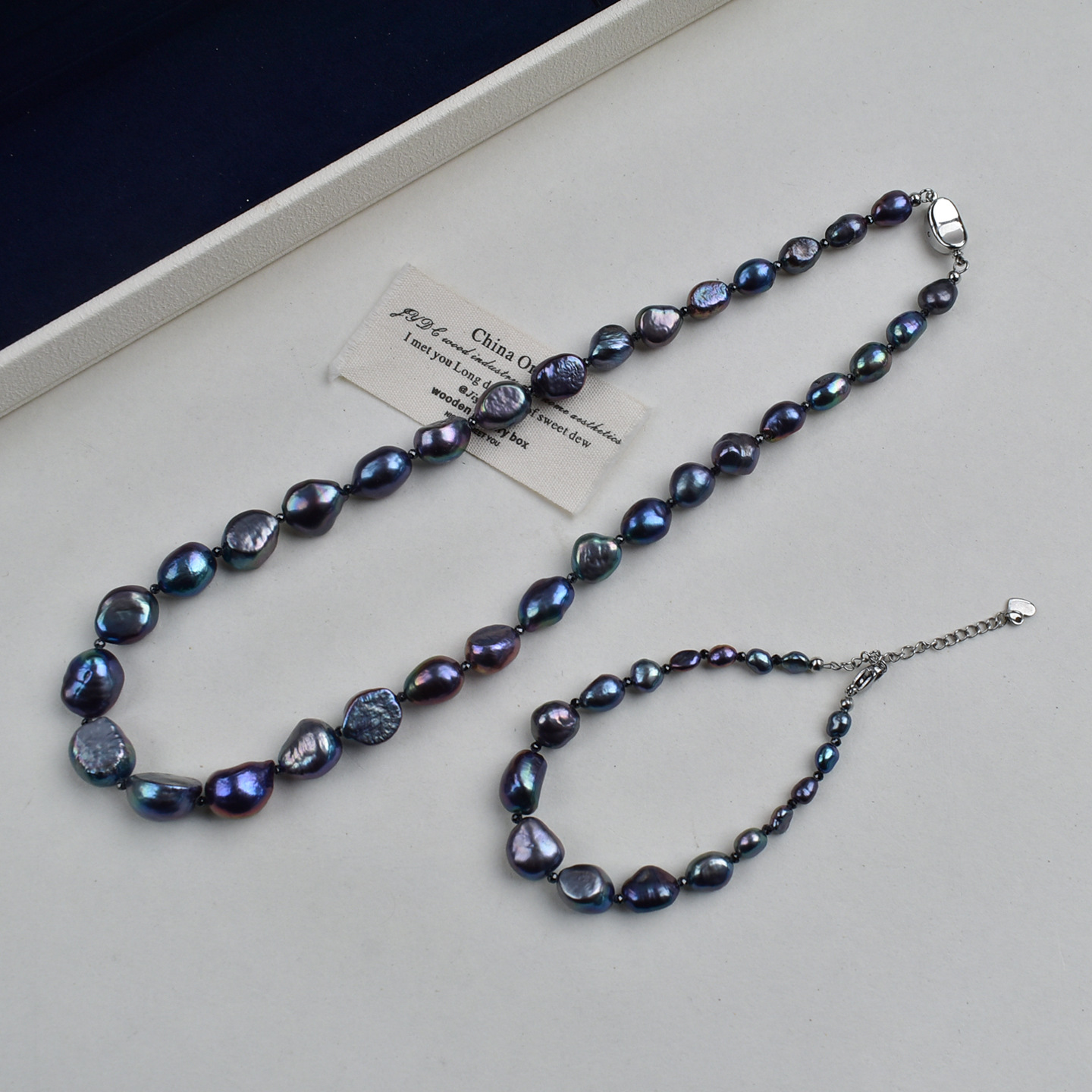 Natural pearl size gradient peacock green pearl necklace, 925 silver freshwater pearl elegant and simple style necklace pic 4