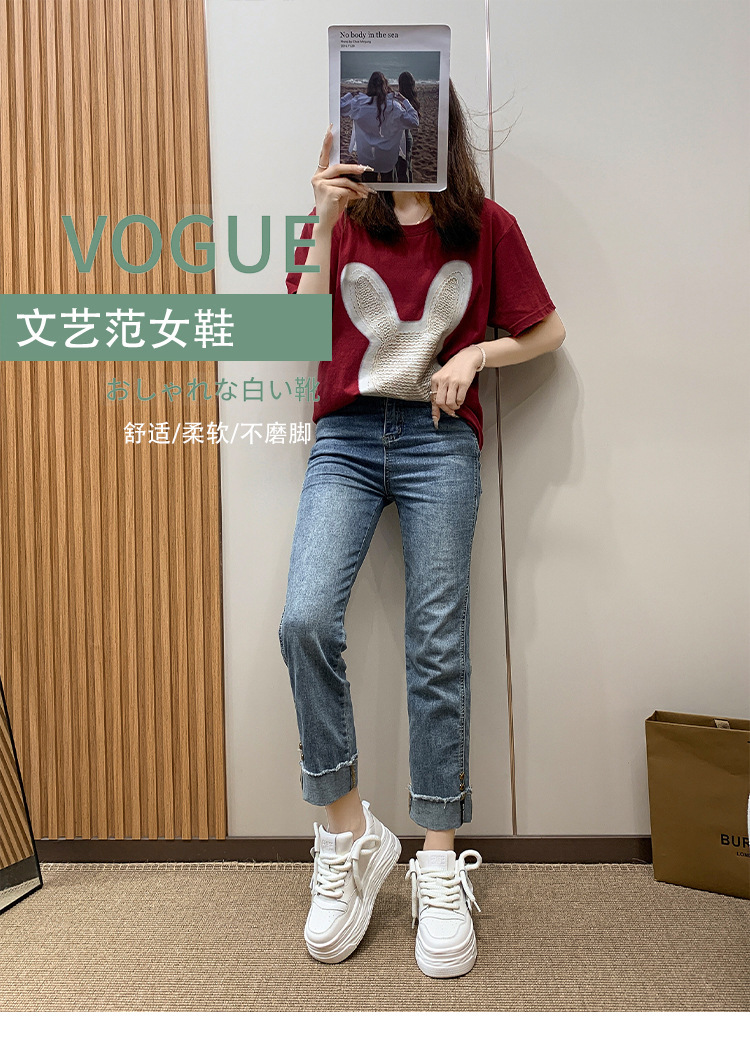 欧洲站女鞋2023秋季新款轻便时尚百搭休闲小白鞋女松糕厚底板鞋女详情1