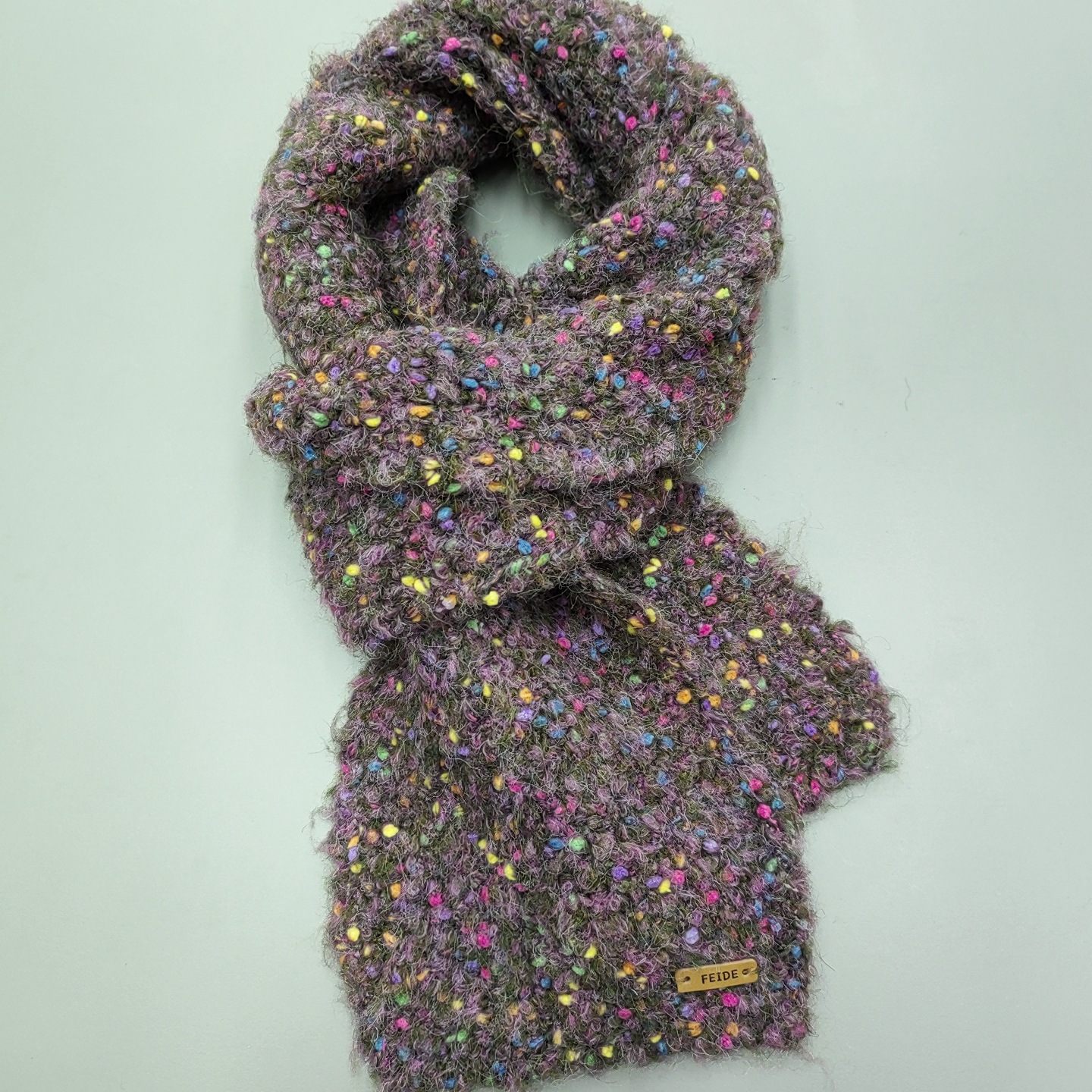 玫瑰蜜语珊瑚绒彩虹糖豆毛线小围巾编织送女生女友礼物圣诞围脖详情6