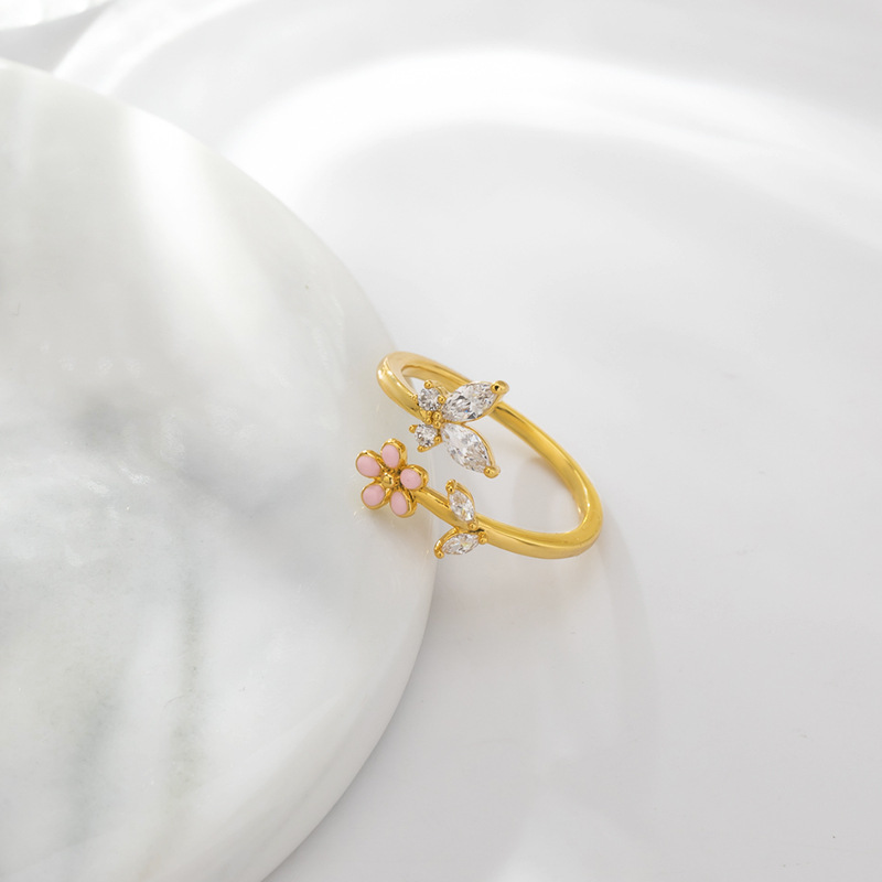 柏伶饰品新款轻奢五叶花戒指式锆石高级感个性指环戒简约气质饰品详情10