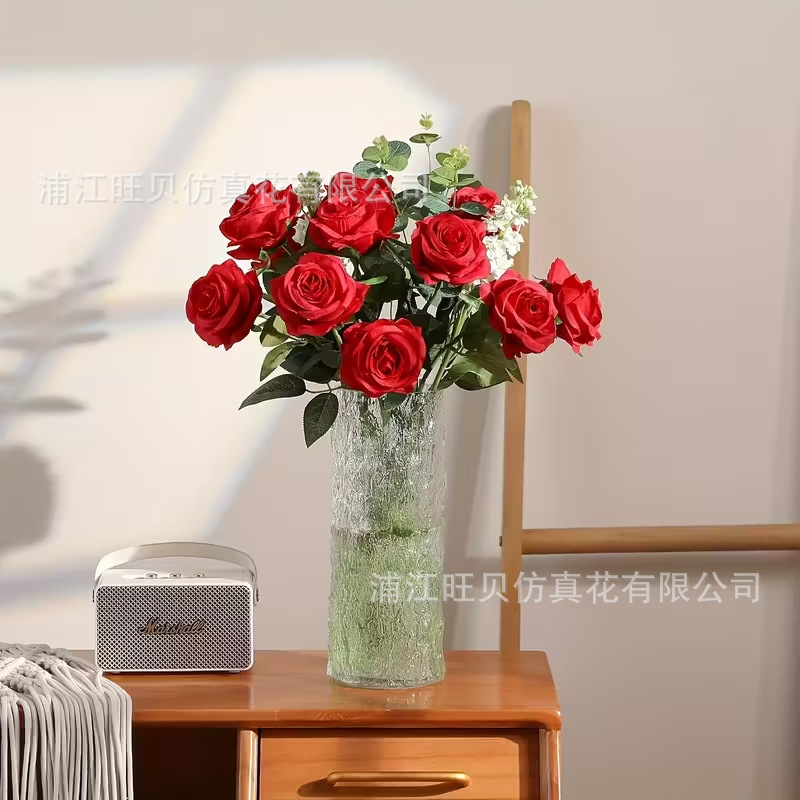仿真绢布玫瑰花婚庆装饰仿真花七夕拍摄道具家居装饰单支假花玫瑰详情1