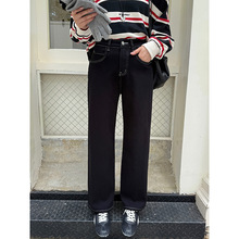 云长 窄版显瘦牛仔裤女冬季新款加厚直筒高腰休闲长裤子现货K0170详情4