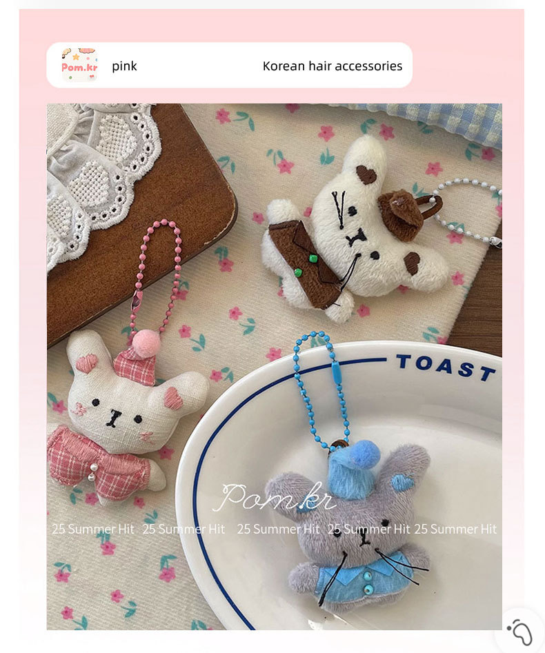 新款韩系卡通小熊公仔挂件儿童少女钥匙扣玩偶背包挂饰百搭饰品链详情2