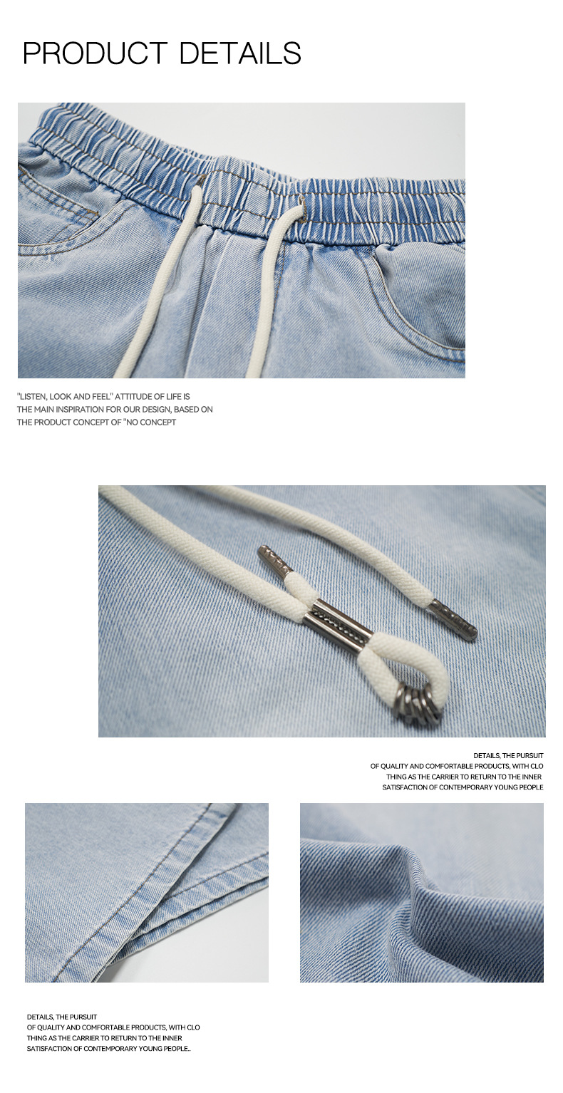 UNF 冰蓝水洗牛仔裤直筒休闲宽松显瘦阔腿弯刀裤浅蓝原牛男女新款详情5