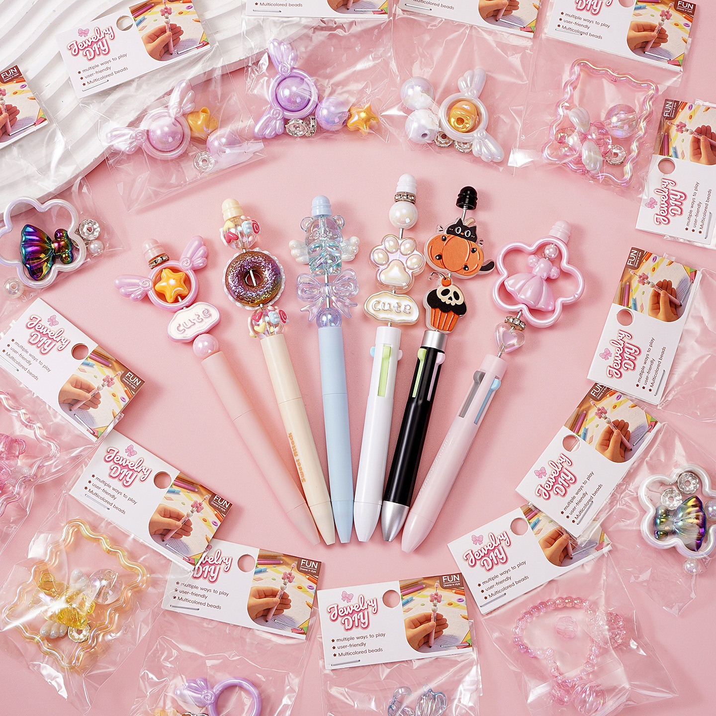 Gugu Pen holder DIY bead pen, cute granule pen, Ballpoint pen, gel pen, high appearance level bead pen DIY material package pen pic 5
