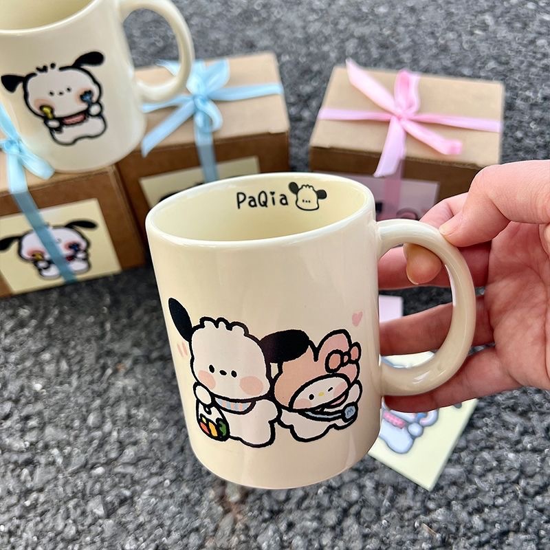 Cute cartoon Pacha Dog mug, high appearance level, gift box set, simple couple cake, ceramic cup pic 5