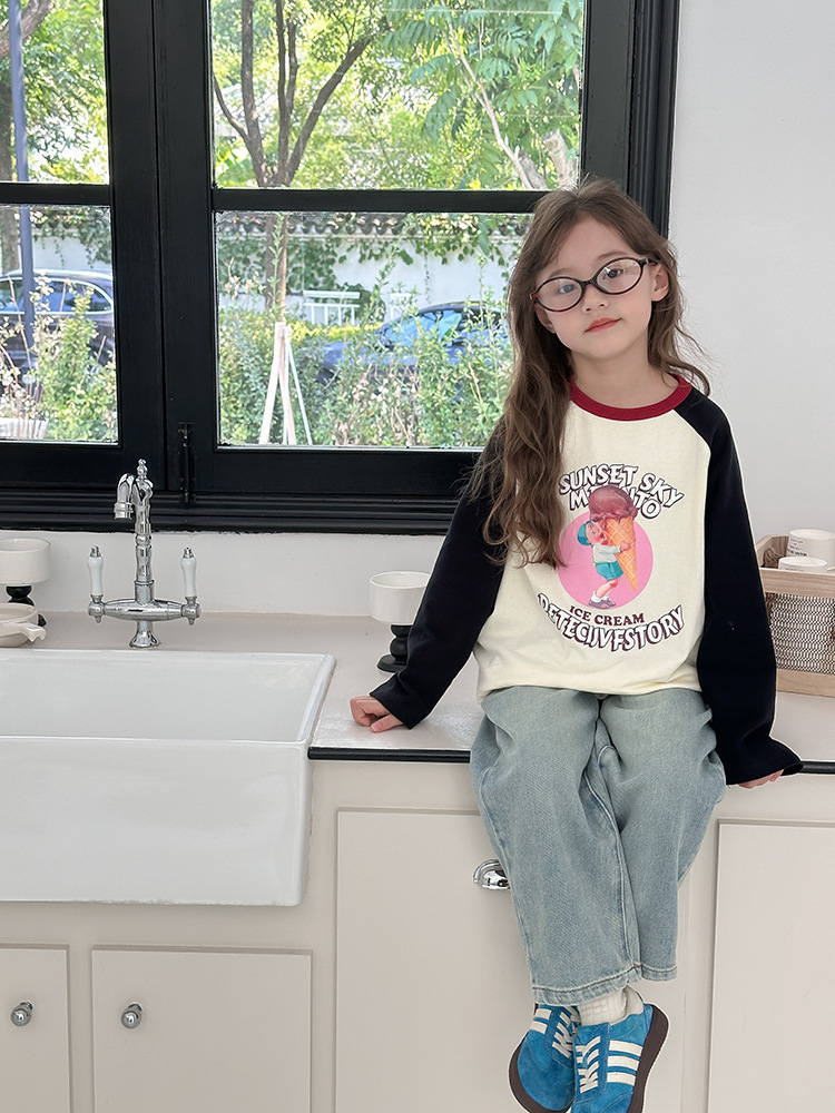 2024秋季新款儿童秋装长袖T恤上衣女童宝宝230克卡通插肩打底衫潮详情42