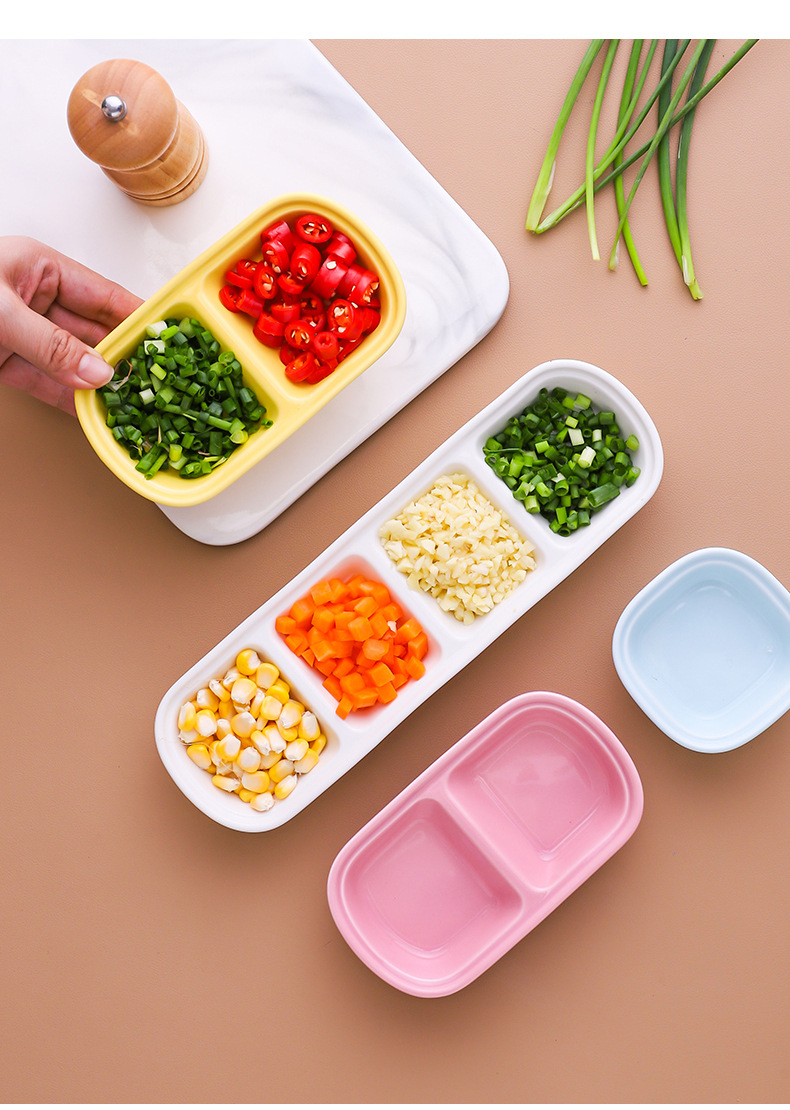 Ceramic snack plates, Nordic-style glazed soy sauce plates, dipping sauce vinegar plates, two, three or four compartments ceramic seasoning plates pic 14
