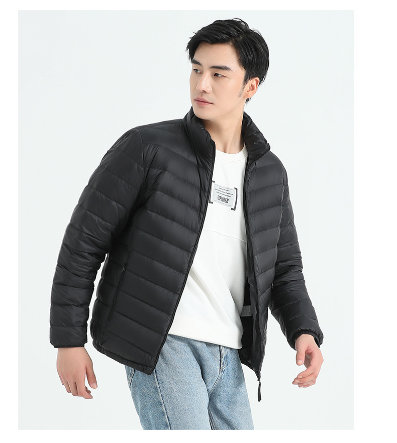 羽绒服男士薄款2025冬季都市轻便纯色百搭青年白鸭绒外套高级感潮详情19