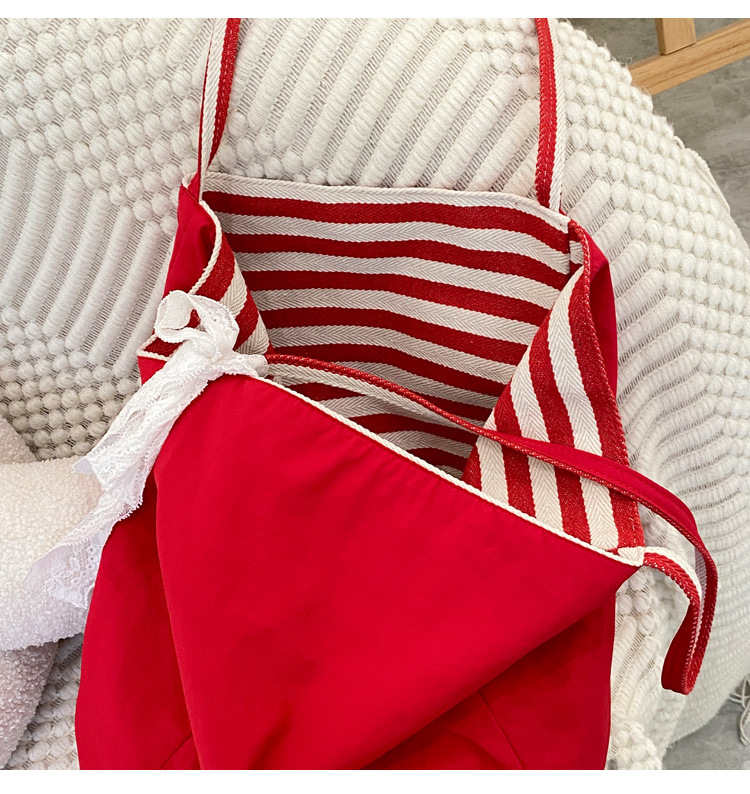 Striped canvas bag, 2024 new Korean-style ins tote casual bag, single-shoulder large-capacity tote bag shopping bag pic 13