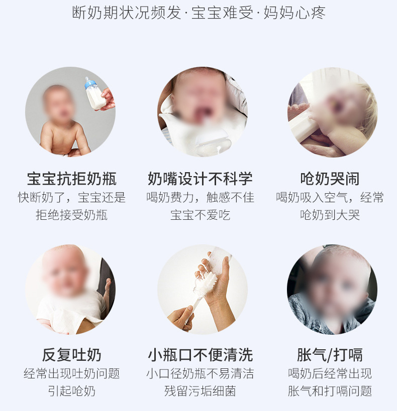 婴儿卡通奶瓶带手柄新生儿宝宝宽口径耐摔防胀气跨境母婴用品批发详情4