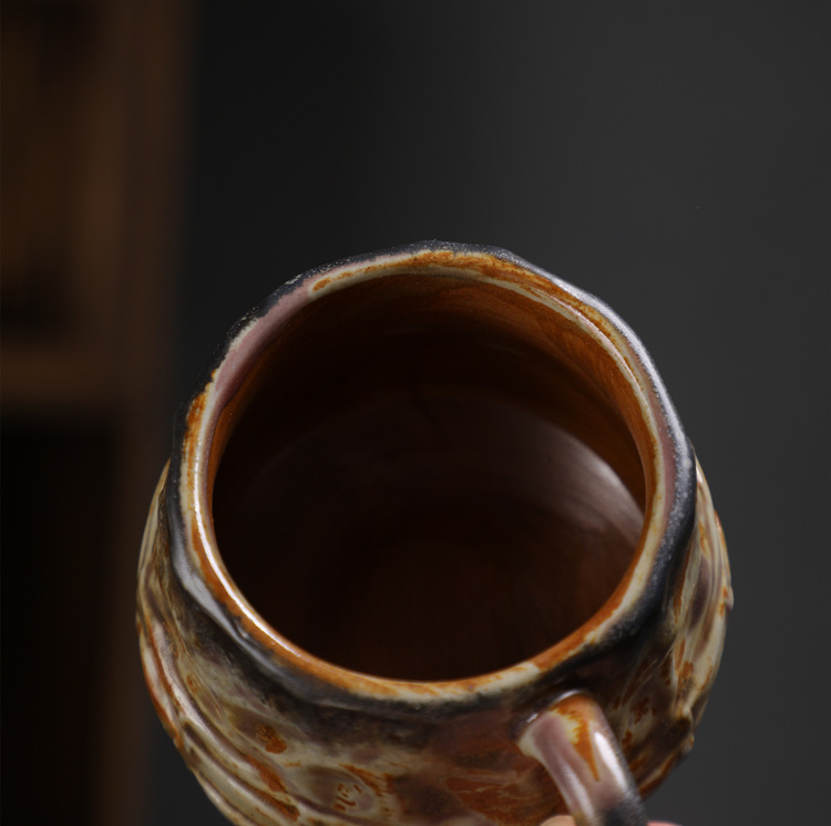 窑变咖啡杯碟套装复古陶瓷杯下午茶卡布奇诺拿铁咖啡杯家用马克杯详情11