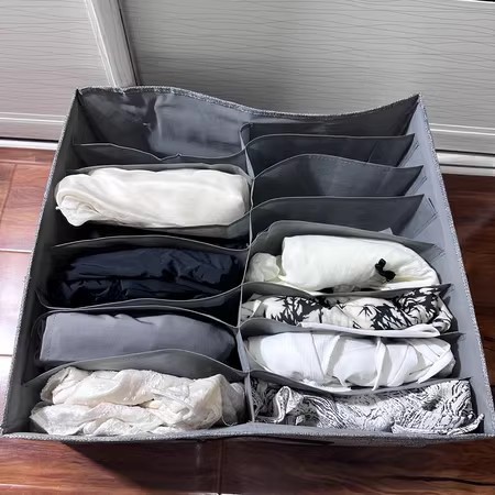 Double-row pants storage box, home clothes organizing box, wardrobe compartments for clothes storage, drawer layering magic tool pic 18