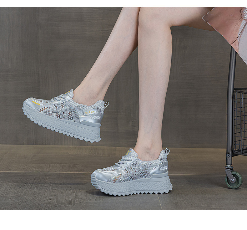 小个子厚底小白鞋女2025夏款轻奢爆款浅口透气运动增高休闲老爹鞋详情18
