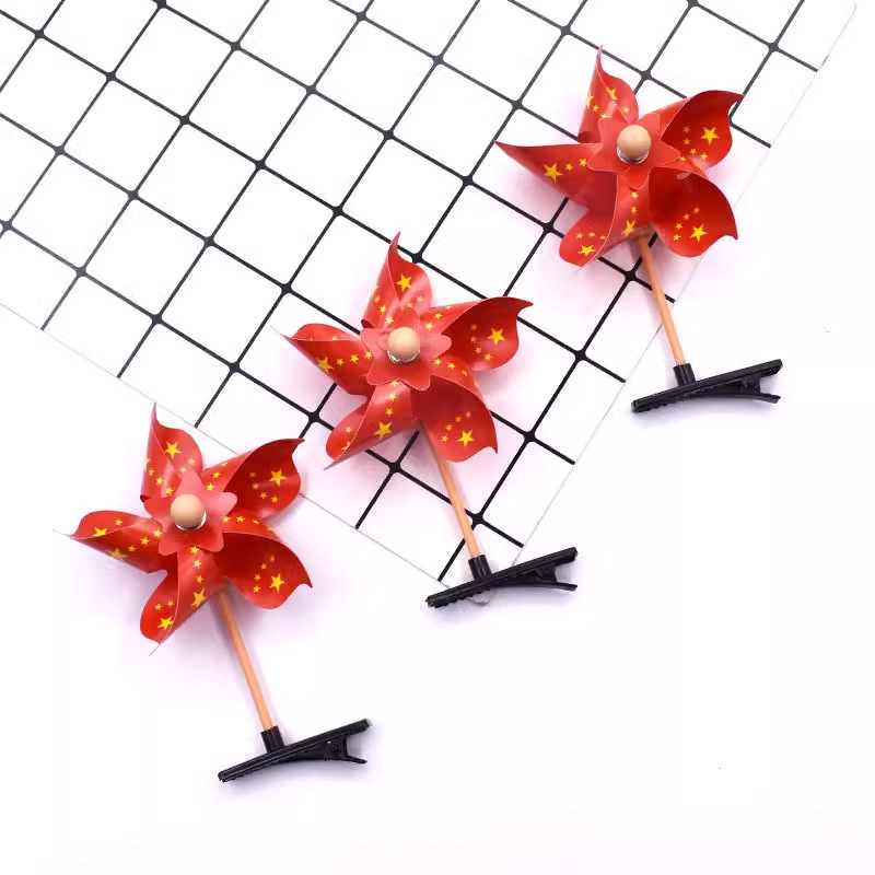 Creative red flag hairpins for class girls, practical one-yuan small gifts, ground promotion scan code, National Day small gifts pic 7