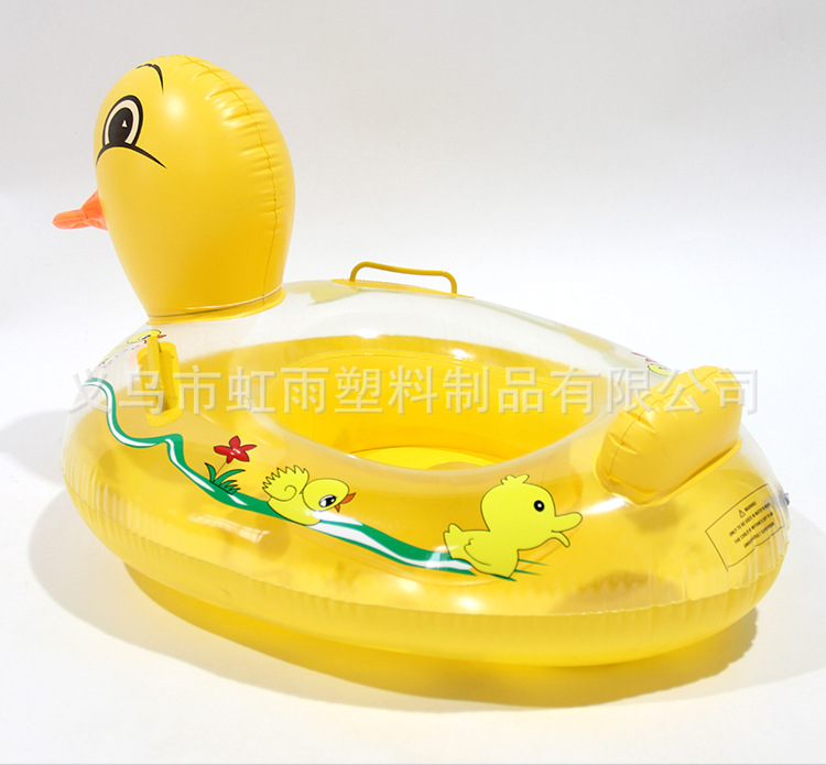 Yellow duck sun protection sunshade canopy, thickened cartoon inflatable swimming ring for children, toys for boys and girls aged 1-3 pic 4