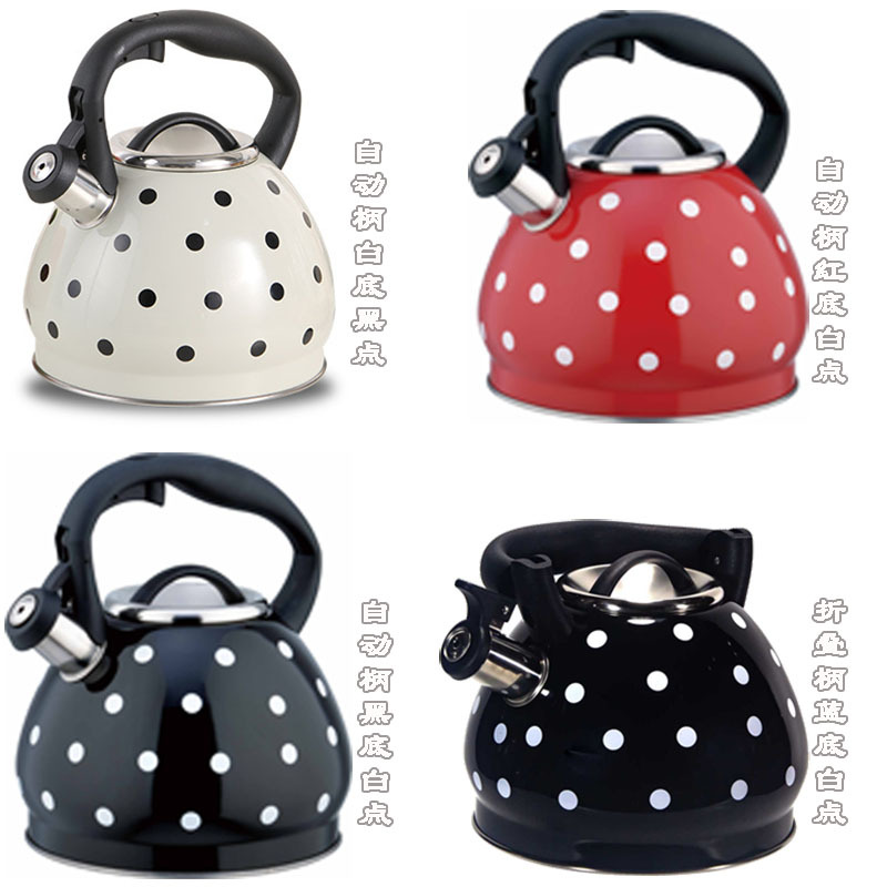 In-stock induction cooker, gas stove, universal Amazon cross-border e-commerce 3.0L polka dot stainless steel whistling kettle pic 2
