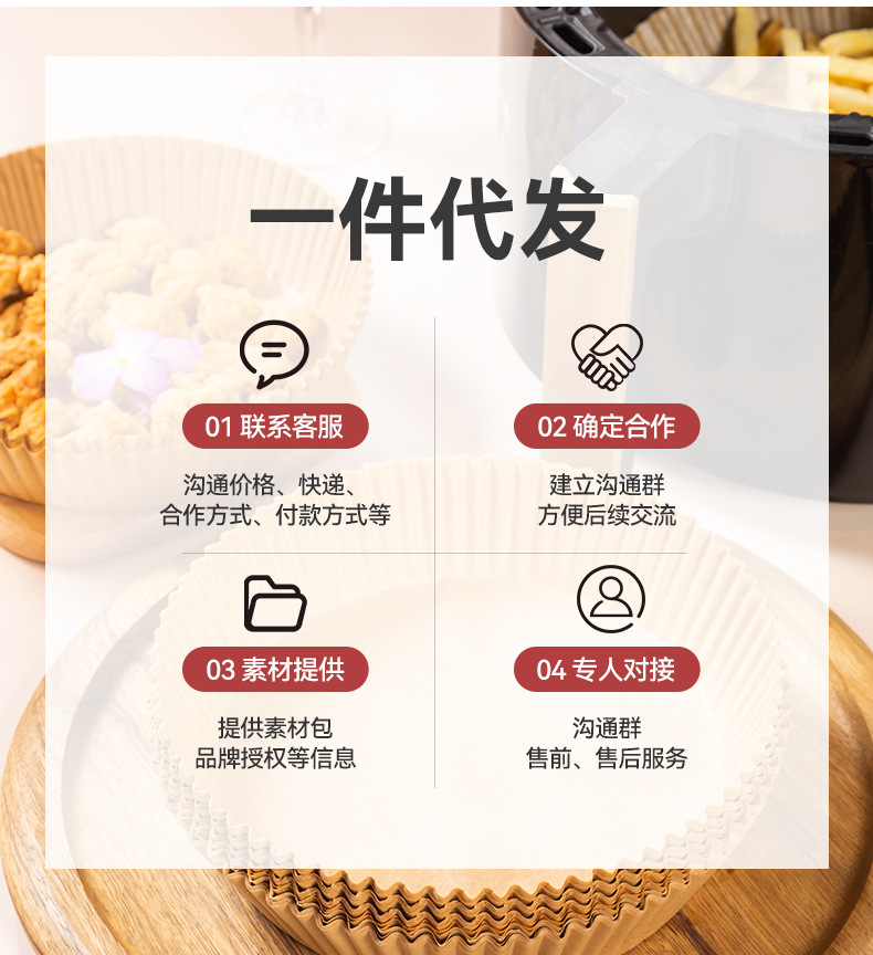 空气炸锅专用纸托圆形烘焙吸油纸食品级硅油纸不粘食物垫纸批发详情4