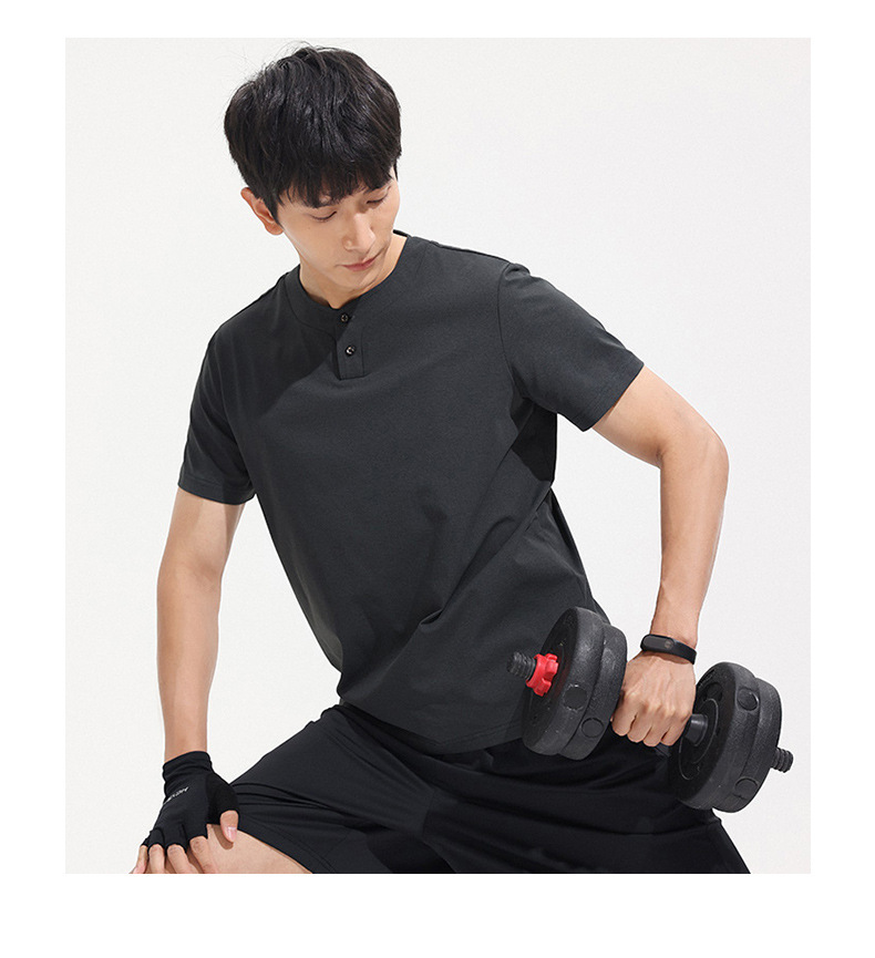 A new short-sleeved T-shirt for men in summer, featuring a trendy American style with a button-down collar and a cool, breathable feel. It is a sporty and casual top for young people pic 30