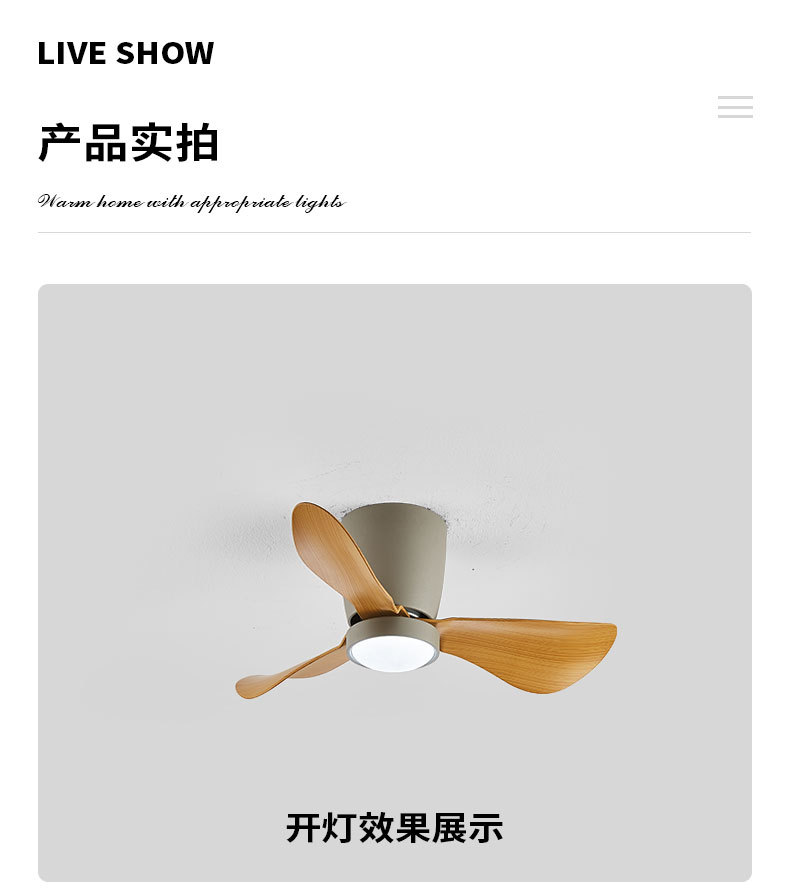 北欧简约24寸卧室风扇灯柔风智能变频吸顶小电扇灯餐厅书房吊扇灯详情23