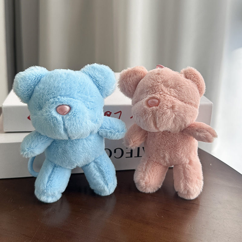 Cute candy-colored eyeless bear figurines, keychains, small pendants, backpack decorations, plush toys, claw machines, dolls pic 10
