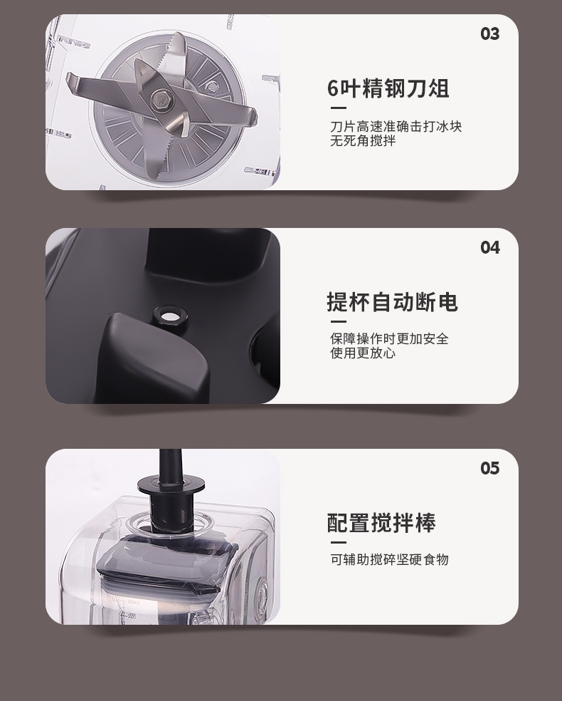 商用沙冰机奶茶店大马力破壁料理机冰沙奶昔搅拌隔音带罩破壁机详情21