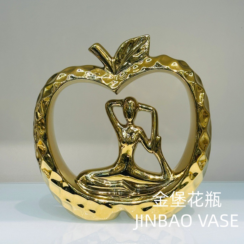 Modern simple European-style electroplated gold fruit ceramic ornaments, home TV cabinets, wine cabinets, decorative display handicrafts pic 7