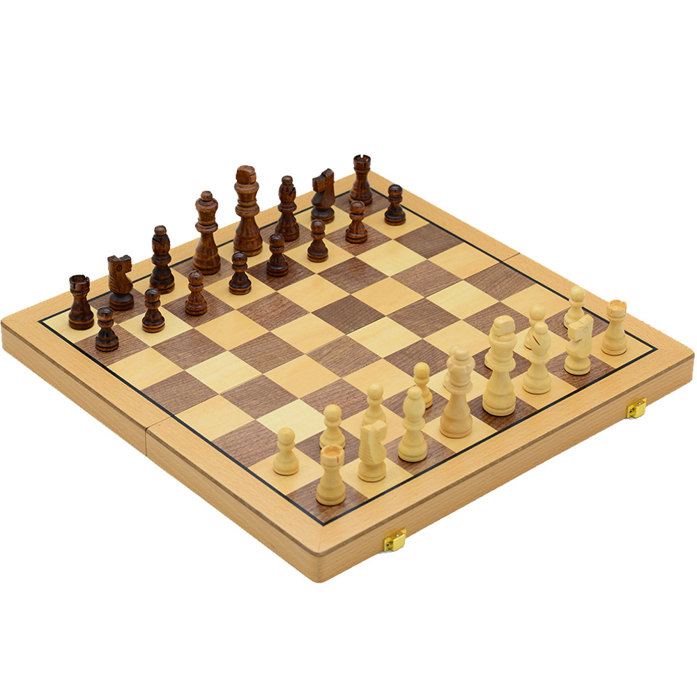 39cm magnetic chess, pine wood, double rear foldable board game toy, cross-border chess pic 3