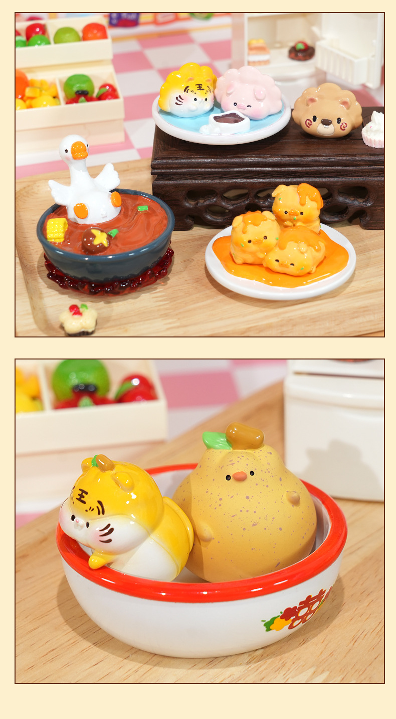 新款盲盒可爱那嘎达村美食盲盒树脂摆件潮玩盲盒桌面小摆件批发详情10