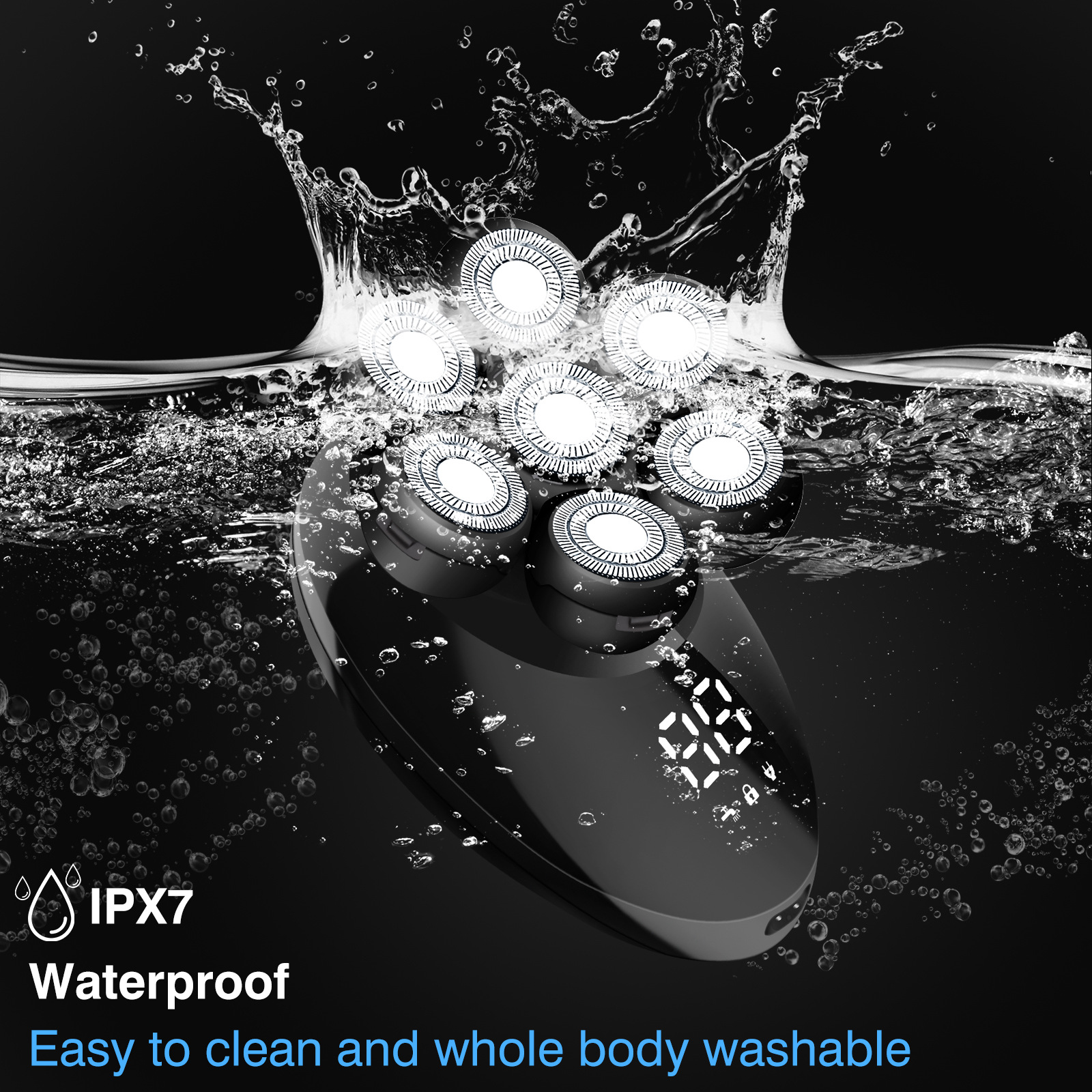 跨境新款电动剃须刀数显七刀头光头理发器充电式多合一刮胡刀批发详情1