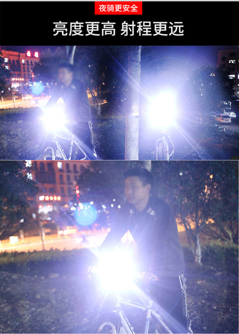 Dual T6 bicycle headlights, usb charging outdoor cycling lights, electric red light warning lighting, bicycle headlights for cycling pic 9