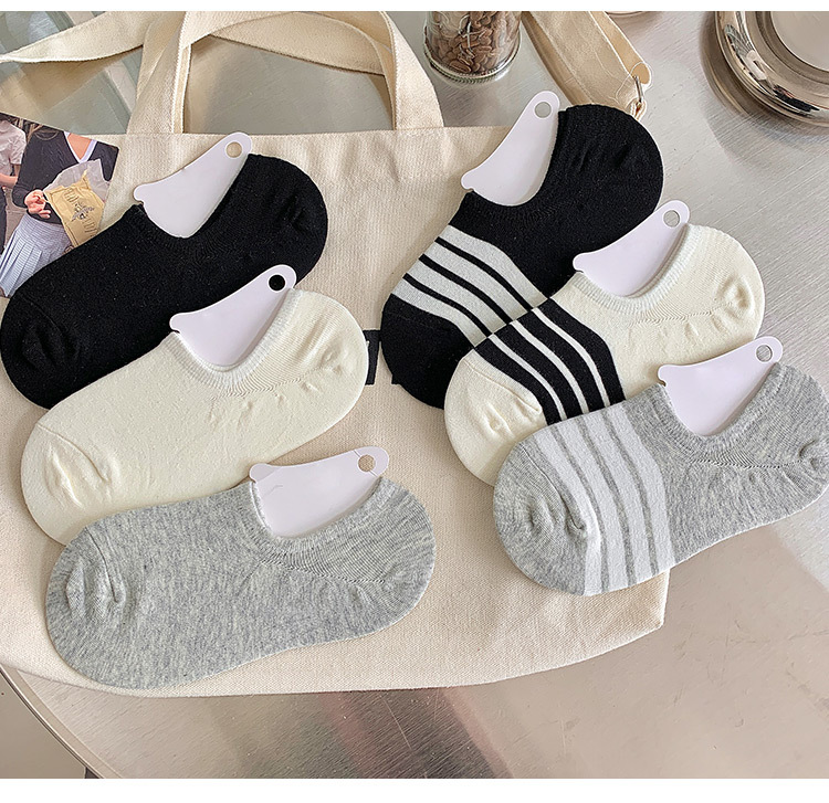 船袜女日系夏季薄款纯色棉质黑白浅口隐形袜硅胶防滑女士袜子详情4