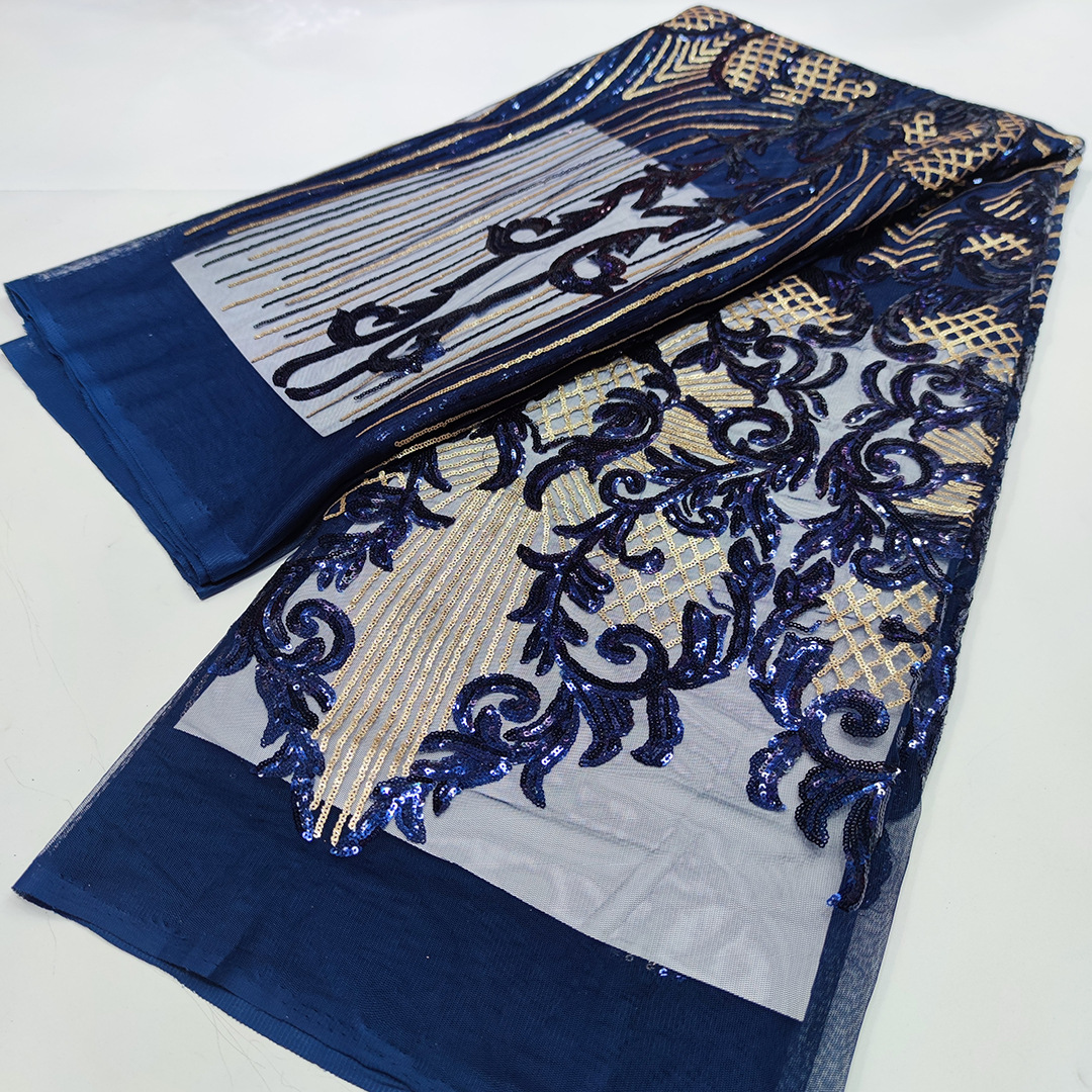 新款非洲亮片蕾丝花边网布面料派对礼服民族风服装辅料laceJX756详情47