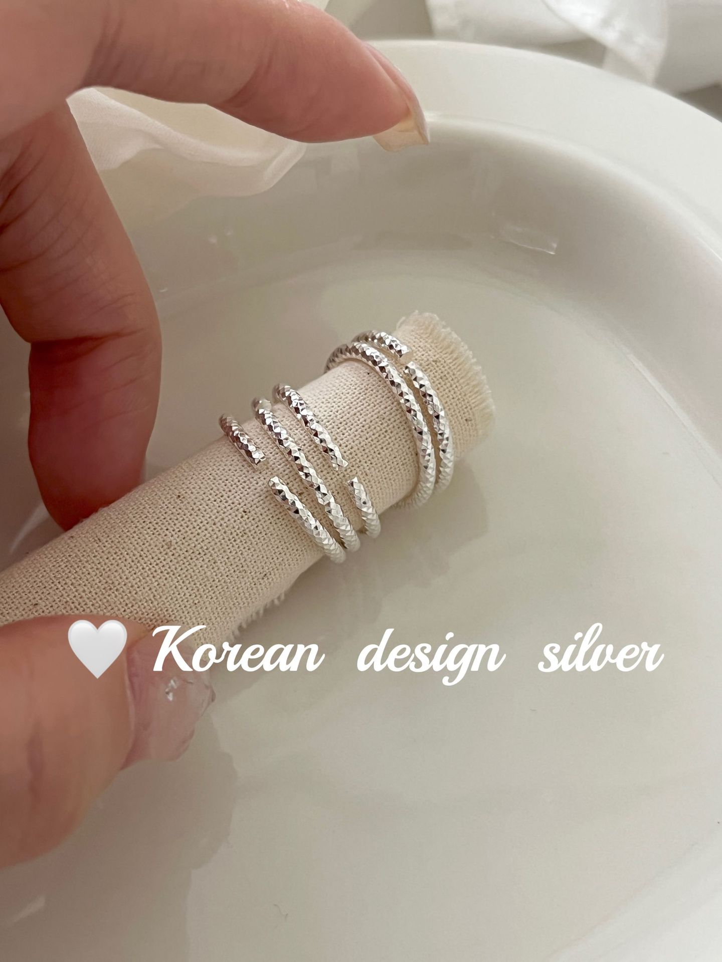 韩国Ins风小众银饰品批发 S925纯银简约碎冰冰戒指开口可调戒指女详情7