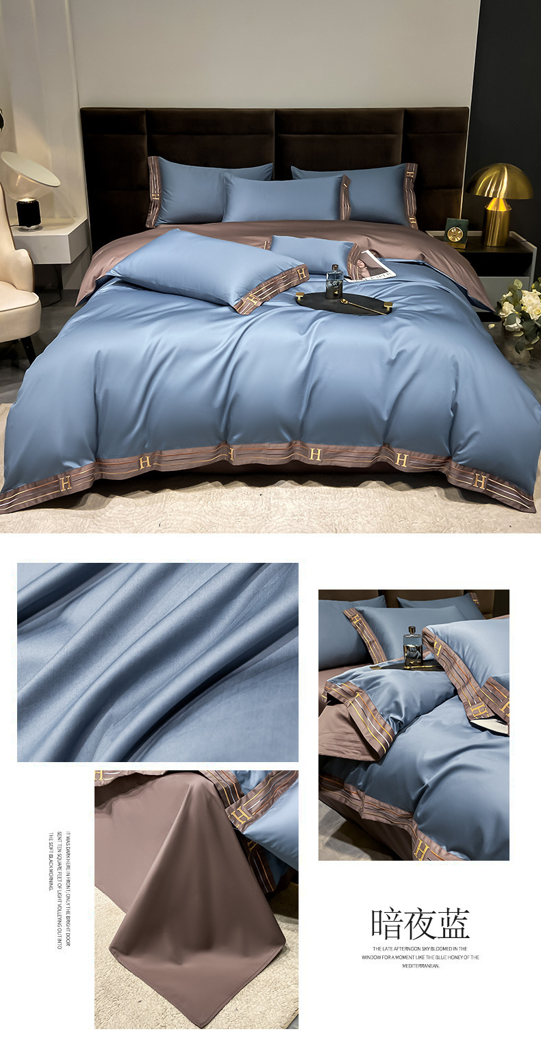 Pink silk bedding four-piece set, duvet cover, pure cotton 60-count bedding, warm and romantic home textiles pic 16